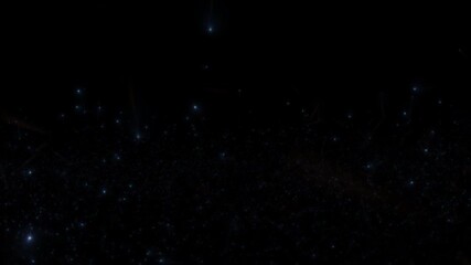 Wall Mural - abstract loop animation glow blue light star dust particles flow on black background. 4k 3d seamless