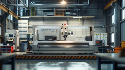 Wall Mural - detailed 3d render of a cnc machine in an industrial setting
