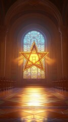 Canvas Print - Star of David Synagogue Stained Glass Judaism Religion Spiritual Symbol - Generative AI