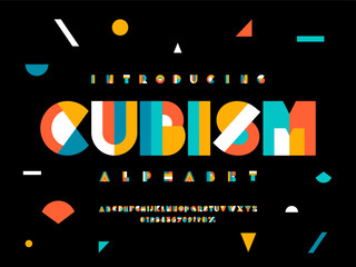 Fototapete - Vector of modern abstract colorful alphabet design uppercase, numbers and symbols
