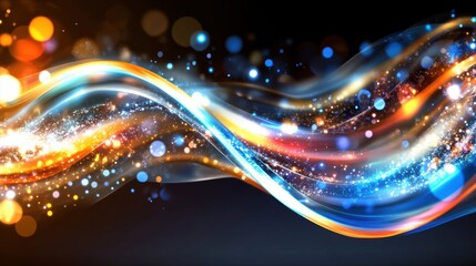 Poster - Waves of color swirl together with sparkling bokeh lights, creating a mesmerizing effect