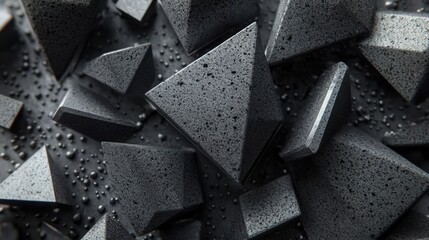 Poster - Dark geometric shapes are layered collectively, showcasing an intricate arrangement of various sizes and angles