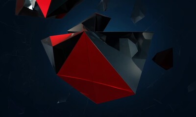 Wall Mural - Geometric shards and fragments in shades of red and black Video