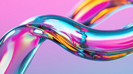 Poster - A mesmerizing display of fluid waves features shifting iridescent colors that create a dynamic visual experience