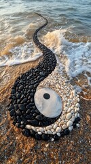 Canvas Print - Yin Yang Harmony in Nature Taoism Religion Spiritual Symbol - Generative AI