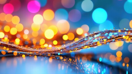 Poster - Colorful bokeh lights shimmer softly, creating a dreamy and inviting atmosphere perfect for festive occasions
