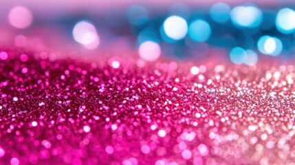 Poster - The surface sparkles with pink and blue glitter, creating a festive and joyful atmosphere for celebrations