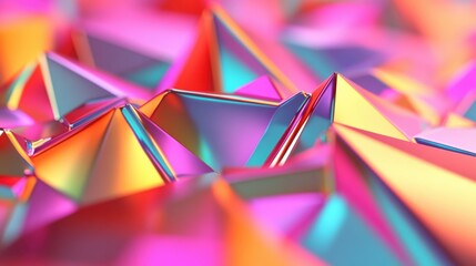 Poster - Vibrant polygonal crystals display a colorful texture with reflections and highlights capturing light beautifully