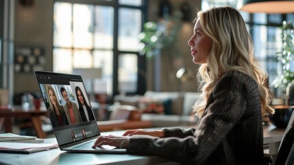 Wall Mural - The woman on video call