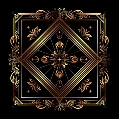 Poster - Ornate Art Deco Inspired Frame with Luxurious Gold Accents for Glamorous Designs