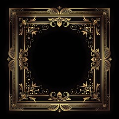 Poster - Elegant Gold Accented Art Deco Inspired Frame Concept with Elaborate Flourishes and Detailed Ornamentation