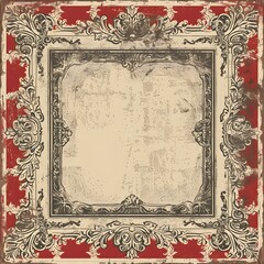 Poster - Vintage Inspired Ornate Frame with Distressed Textures for Retro and Nostalgic Projects