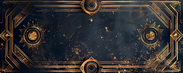 Poster - Luxurious Gold Accented Art Deco Inspired Frame with Symmetrical Patterns for Glamorous Design Backgrounds