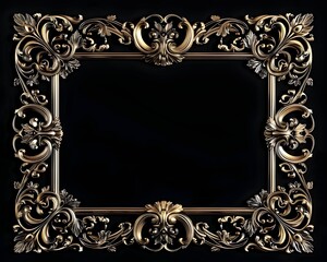 Poster - Elegant Gold Frame with Intricate Details for Luxurious High End Projects Vector Concept with Copy Space