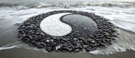 Poster - Yin Yang Harmony in Nature Taoism Religion Spiritual Symbol - Generative AI