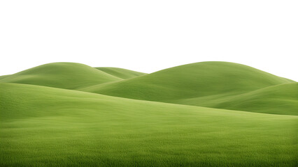 Lush green grassy hills isolated on transparent background
