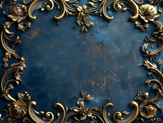 Poster - Elegant gold ornate frame with intricate flourishing details perfect for luxurious projects vector concept