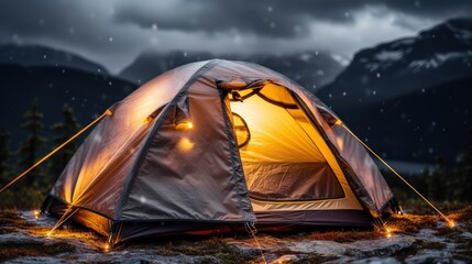 Sticker - Campsite at Night with a view of Mountain