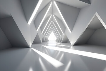 Poster - White copy of polygon geometry extends space with reflections