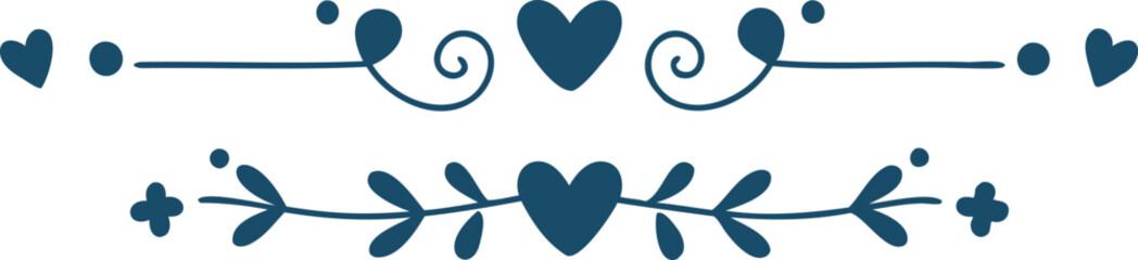 Text divider set. Beautiful heart text divider. Elegant shape heart with cute sketch line, divider shape.
