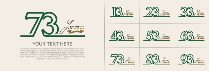 anniversary logotype set vector, green line color for special day celebration