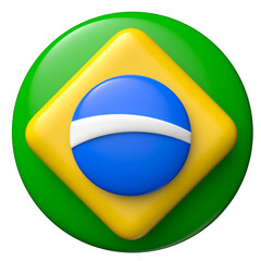 Canvas Print - Brazilian flag in 3d render illustration with transparent background