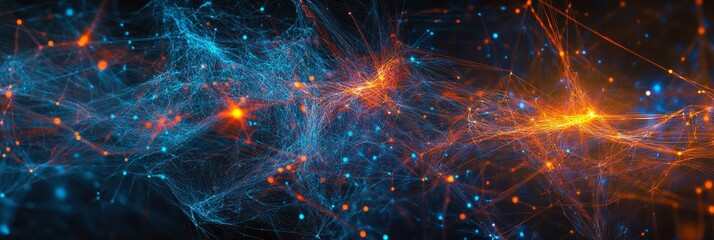 Poster - abstract cosmic network - intricate connections of energy - this abstract image depicts a complex ne