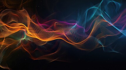 Poster - Colorful abstract waves in a dark background, creating a vibrant and dynamic visual effect for artistic projects.