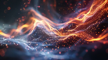 Poster - Vibrant abstract light waves showcasing colorful streams and sparkling particles in a mesmerizing display of energy and motion.