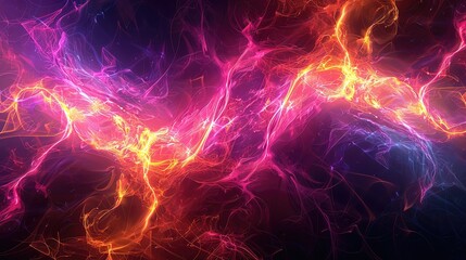 Poster - Vibrant abstract composition with swirling colors and glowing light effects, ideal for backgrounds and artistic projects.