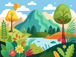 Poster - Hand-drawing Nature background, Illustration