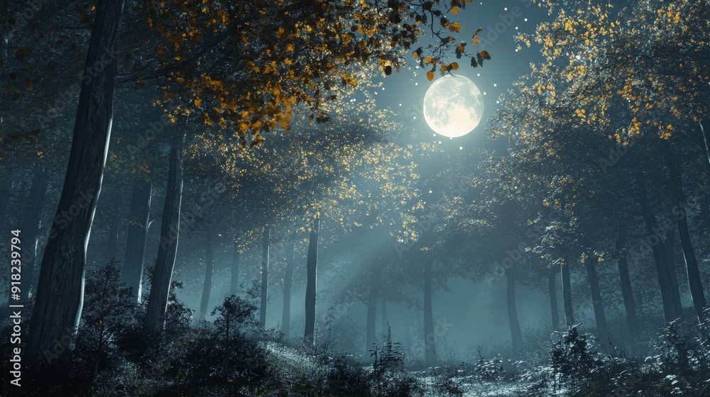 Enchanting Moonlight Path Through a Mystical Forest - A magical forest ...
