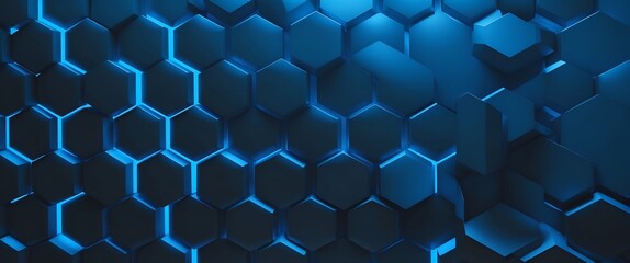 Wall Mural - Blue hexagonal design, science and techno pattern geometric background 