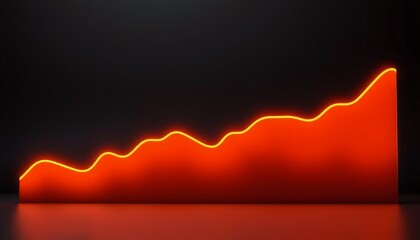 straight-on 3d line graph with upward trend bright orange glow minimalist black backdrop symbolizing steady financial growth contemporary design high resolution