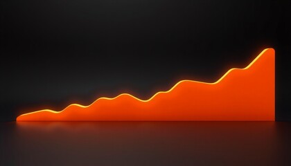 Wall Mural - upward climbing 3d line graph with each segment higher than the last orange glow on black background representing steady financial growth minimalist luxury subtle light effe