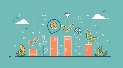 Poster - Growing Your Business and Profits with Strategic Investment - This illustration depicts the concept of business growth, financial success, and investment. It symbolizes that by strategically investing