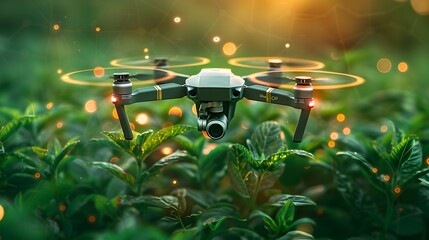 Poster - AI Powered Drone Capturing Precision Farming Data for Optimized Crop Yields in Lush Countryside Landscape