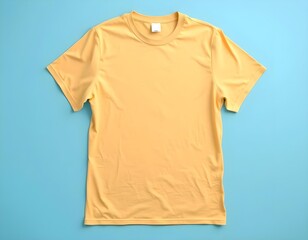 yellow shirt mockup isolated on blue background create with ai