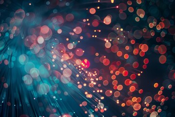 Poster - Vibrant bokeh light background with colorful and festive abstract lights. Blue and bright. Holiday celebration decoration