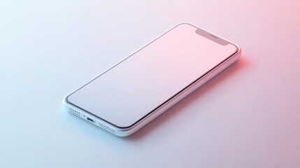 Poster - modern smartphone mockup with neon lighting - a white smartphone lies on a white surface, illuminate