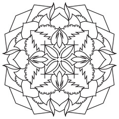 Mandala Line Illustration,  Perfect set for surface of design, textiles, posters, tattoos in indian yoga style, Mandala Line Drawing Design. bundle for coloring book interior. Round Ornament Pattern
