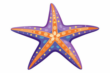 Purple and Orange Starfish with Dots