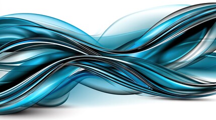  A silver and blue wave image on white background