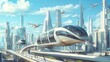 © toomi123 - Design a futuristic cityscape with flying cars, advanced skyscrapers, and futuristic public transportation systems