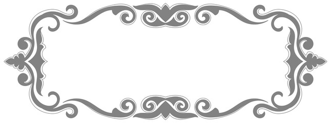 Wall Mural - vintage pattern frame Classic scroll flower, gray frame