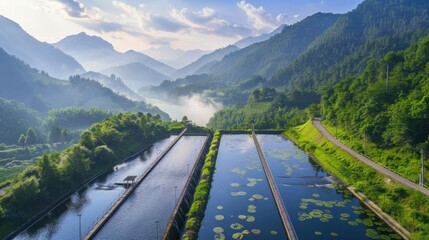 A beautiful landscape with two large bodies of water