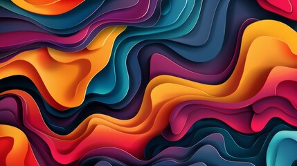 Wall Mural - colorful abstract wave patterns in vibrant hues of orange, blue, and purple swirl together in a dyna