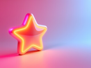 Wall Mural - A glowing star shape with neon lighting against a gradient background.