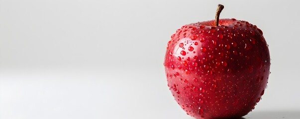 Sticker - Shiny Red Apple on Clean White Background with Copy Space