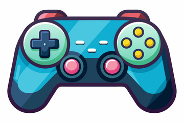 Cartoon Illustration of a Blue Game Controller